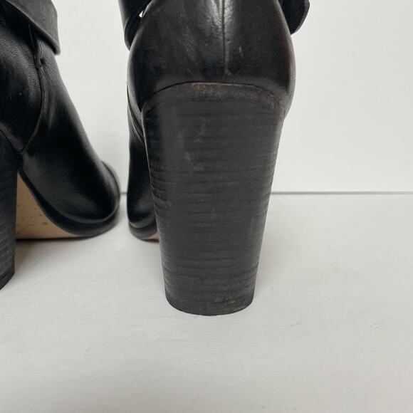 Rag & Bone Harrow Boots Womens Size 39 Black Leather Ankle Heeled Strap Italy - Picture 8 of 16